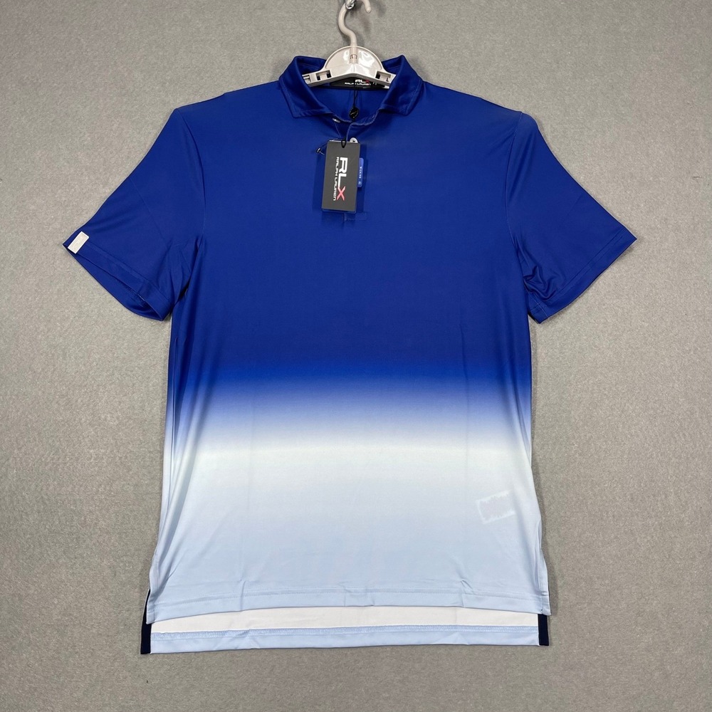 RLX Ralph Lauren Polo Shirt Men Small Blue Gradient Hydrophobe Stretch Clorblock